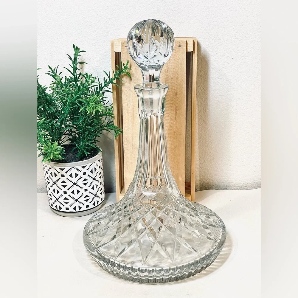 Waterford Lismore Etched Crystal Detailed Ships Decanter w Stopper | EUC